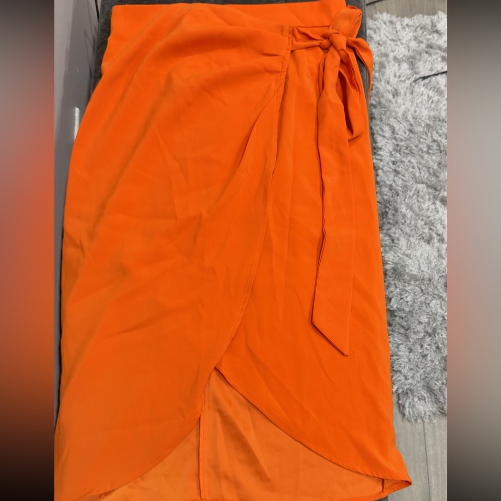 Vibrant Orange Wrap Skirt